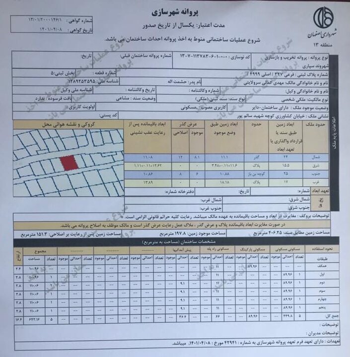 صدور اولین پروانه الکترونیکی اصفهان در منطقه ۱۳